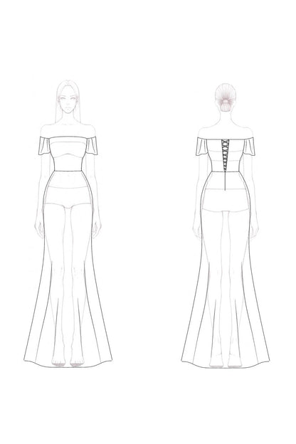 Formal Evening Dress Off-Shoulder Fitted Mermaid Floor-Length Gown