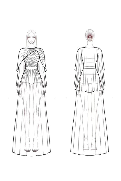 Formal Wedding Guest Dress Grey Blue Cape Mother of the Bride Gown