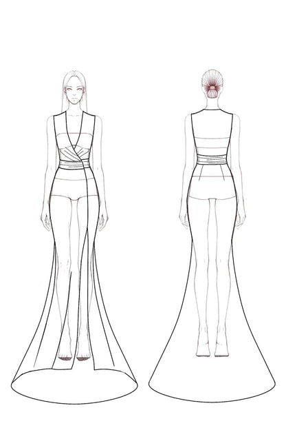 Formal Evening Dress White Sleeveless V-Neck Slit Mermaid Floor-Length Gown