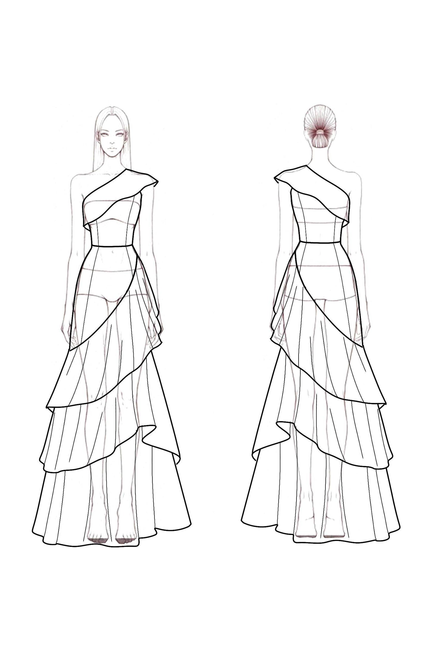 Formal Prom Tiered Maxi Dress White One Shoulder Maxi Dress