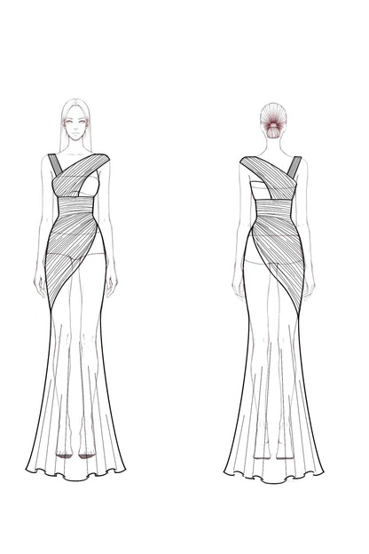 Formal Evening Dress Green V-Neck Pleated Mermaid Floor-Length Gown