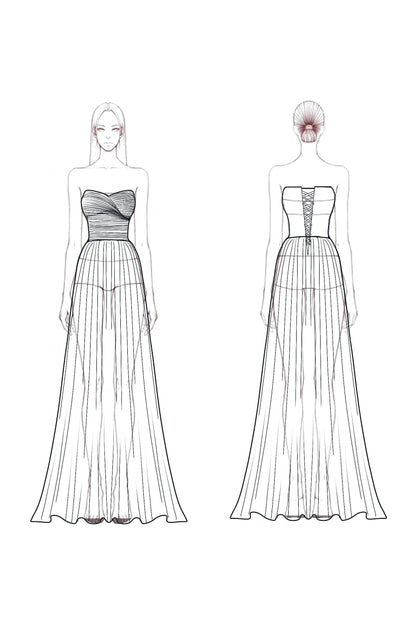 Formal Evening Gown Yellow Strapless Chiffon Floor-Length Dress