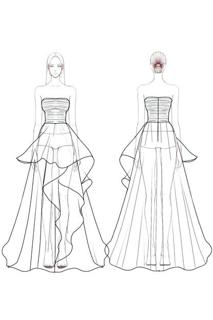 Formal Evening Tiered Dress Pink Strapless Floor-Length Gown