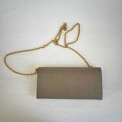 Fendi Grey Leather Continental With Chain