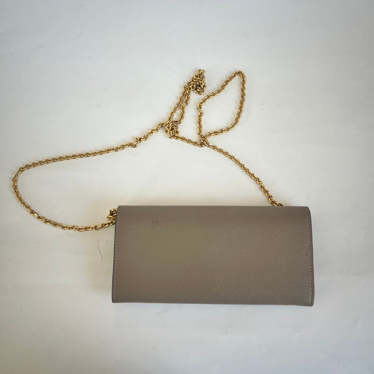 Fendi Grey Leather Continental With Chain