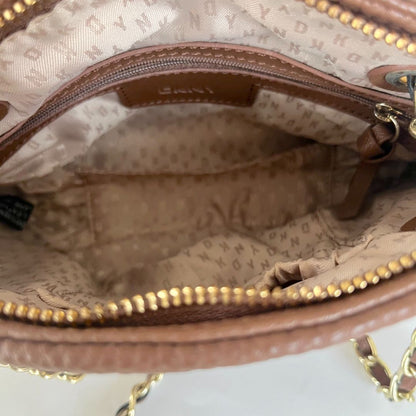 DKNY Brown Leather Chain Satchel