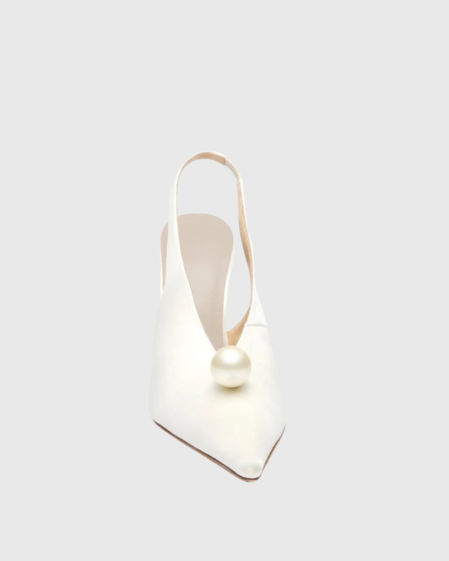 Isotta Pearl Satin Slingback Pumps In White
