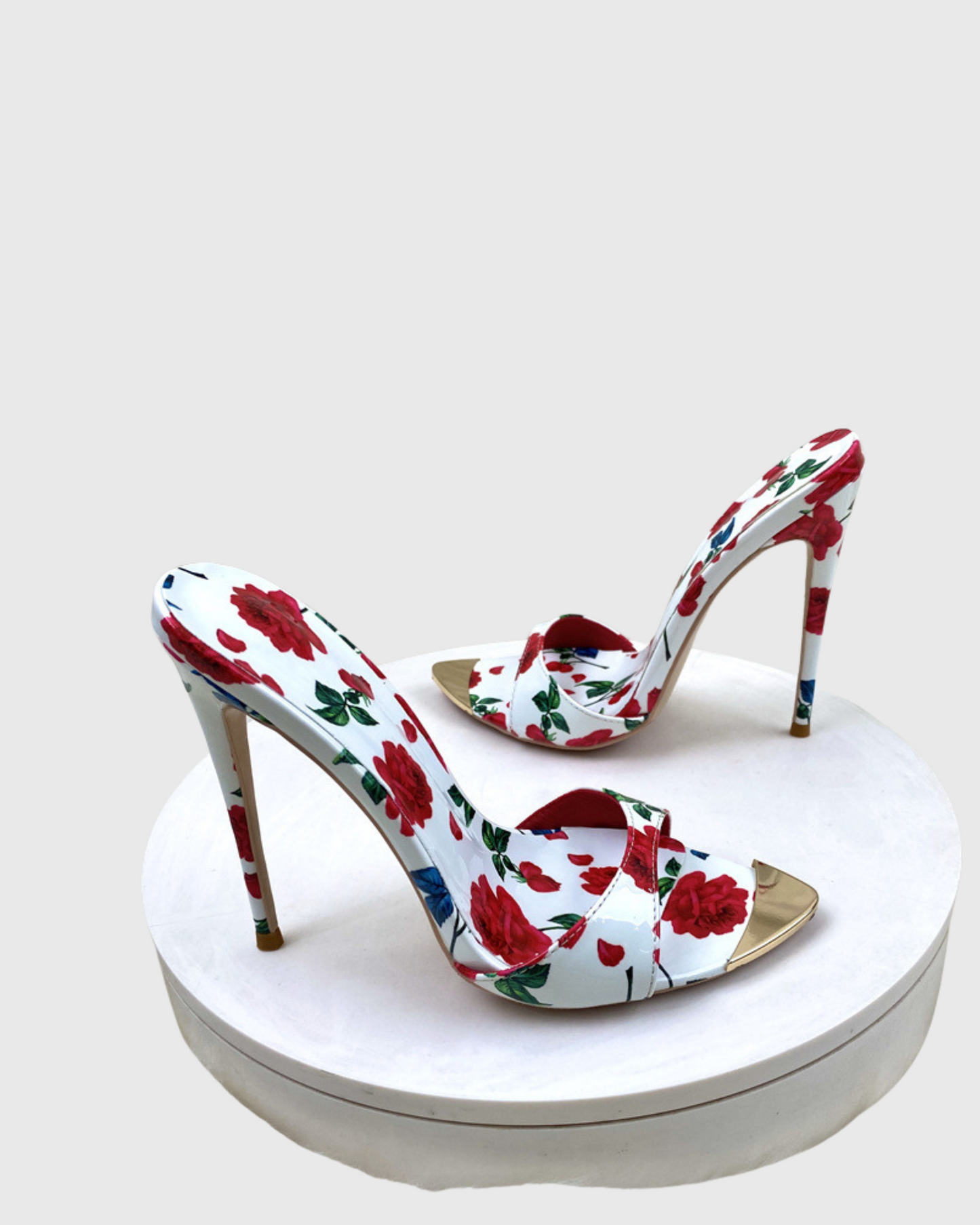 Jan Flower Print Slippers In Red