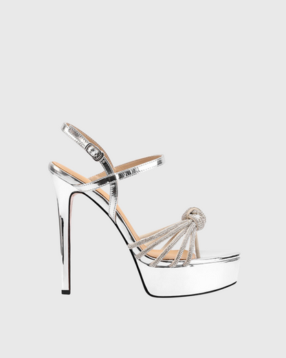 Kelly Sparkle Knot Strap Platform Sandals In Silver