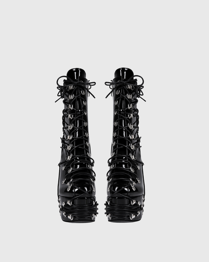 Kerrie Buckle Lace Up Platform Mid Calf Boots