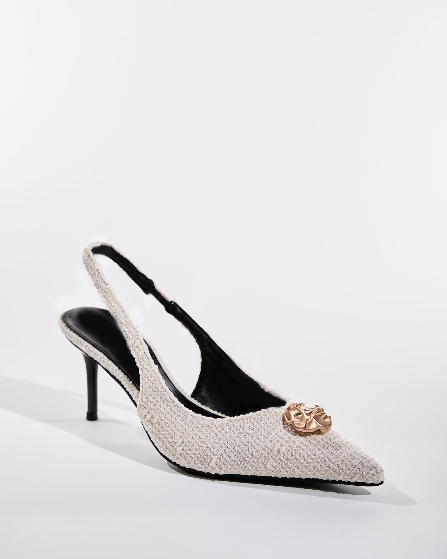 Leila Tweed Slingback Pumps In White