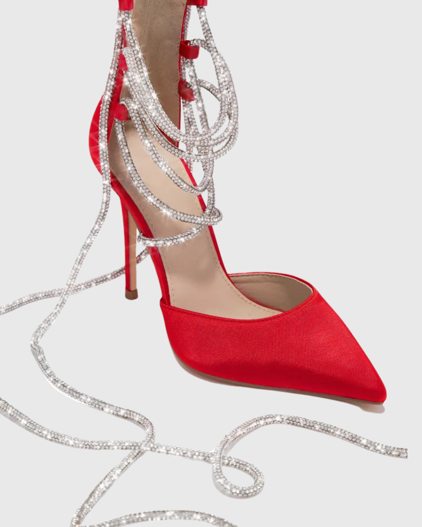 Lilah Sparkle Lace Up Satin Pumps