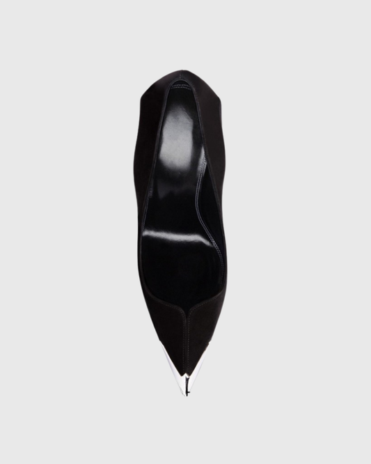 Lilith Metal Toe Velvet  Pumps