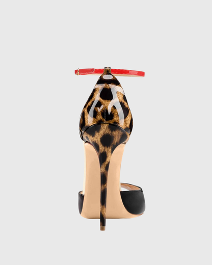 Lucy Leopard Print Splicing Sandals In Black