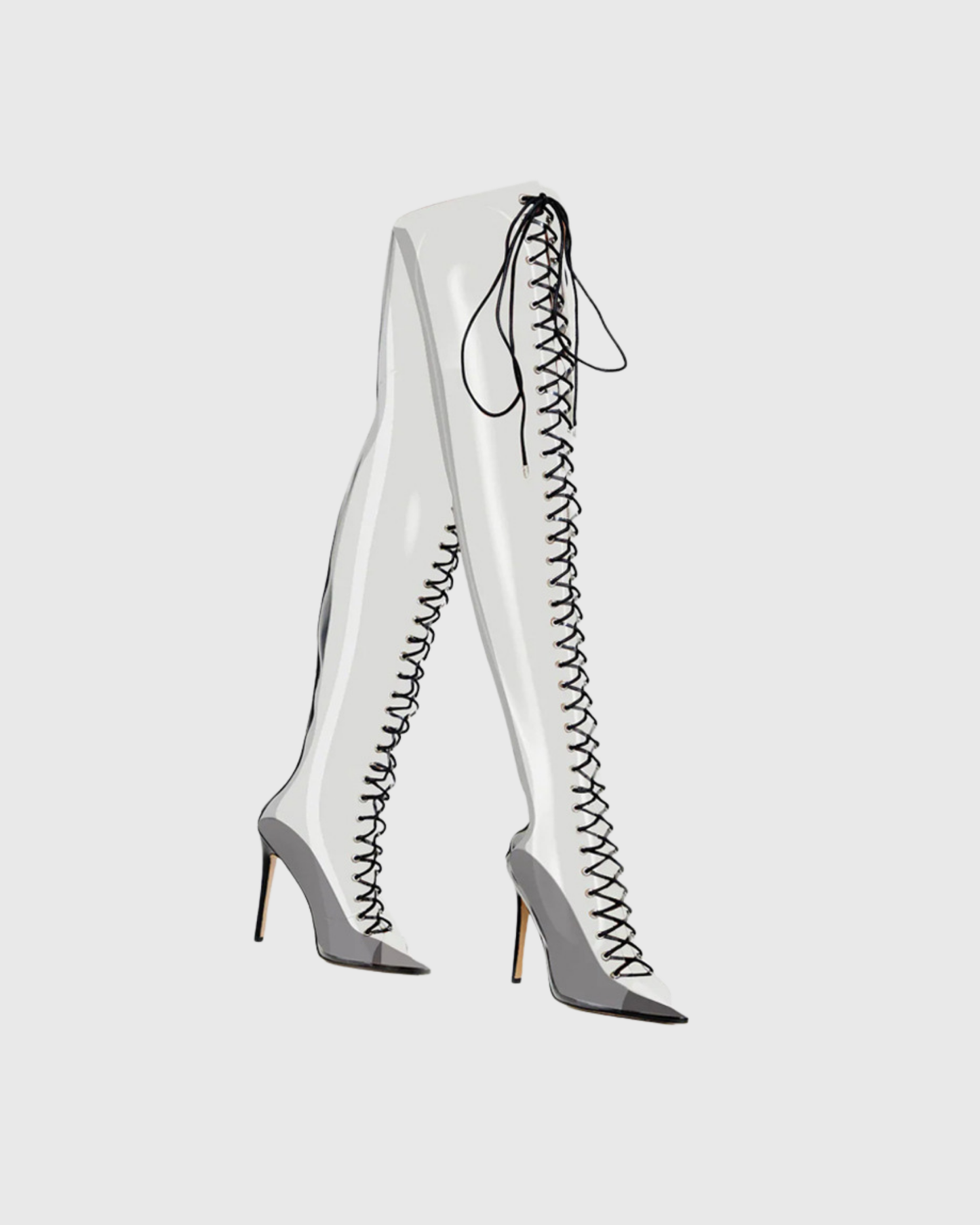 Lyric Lace Up Pvc Over The Knee Boots