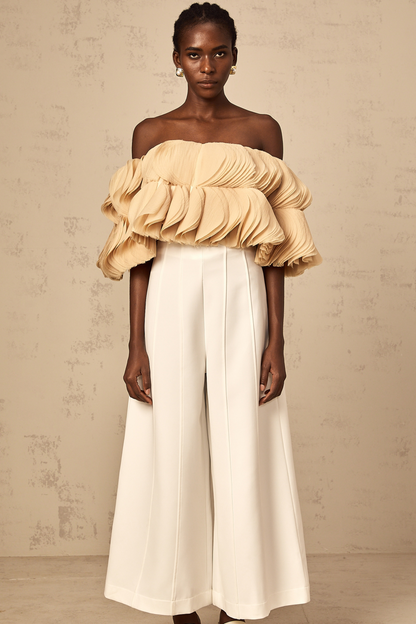 Maeva white wide-leg trousers