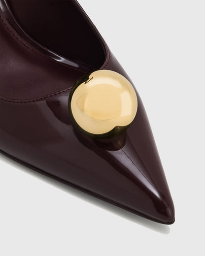 Marina Metal Ball Strap Pumps In Brown
