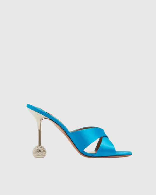Natalina Cross Geometric Heels In Blue