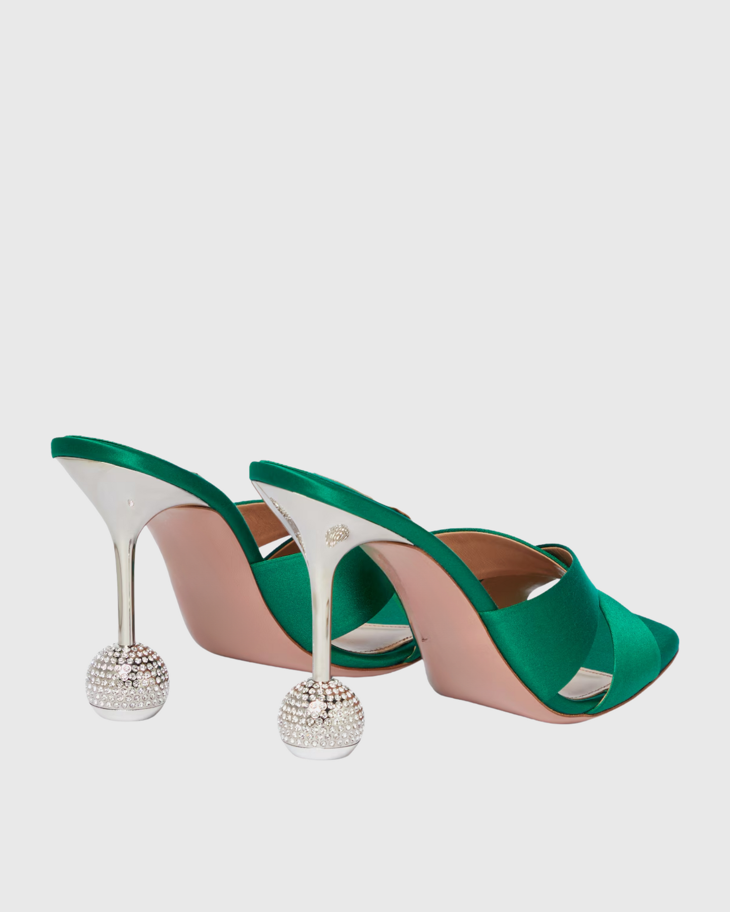 Natalina Cross Geometric Heels In Green