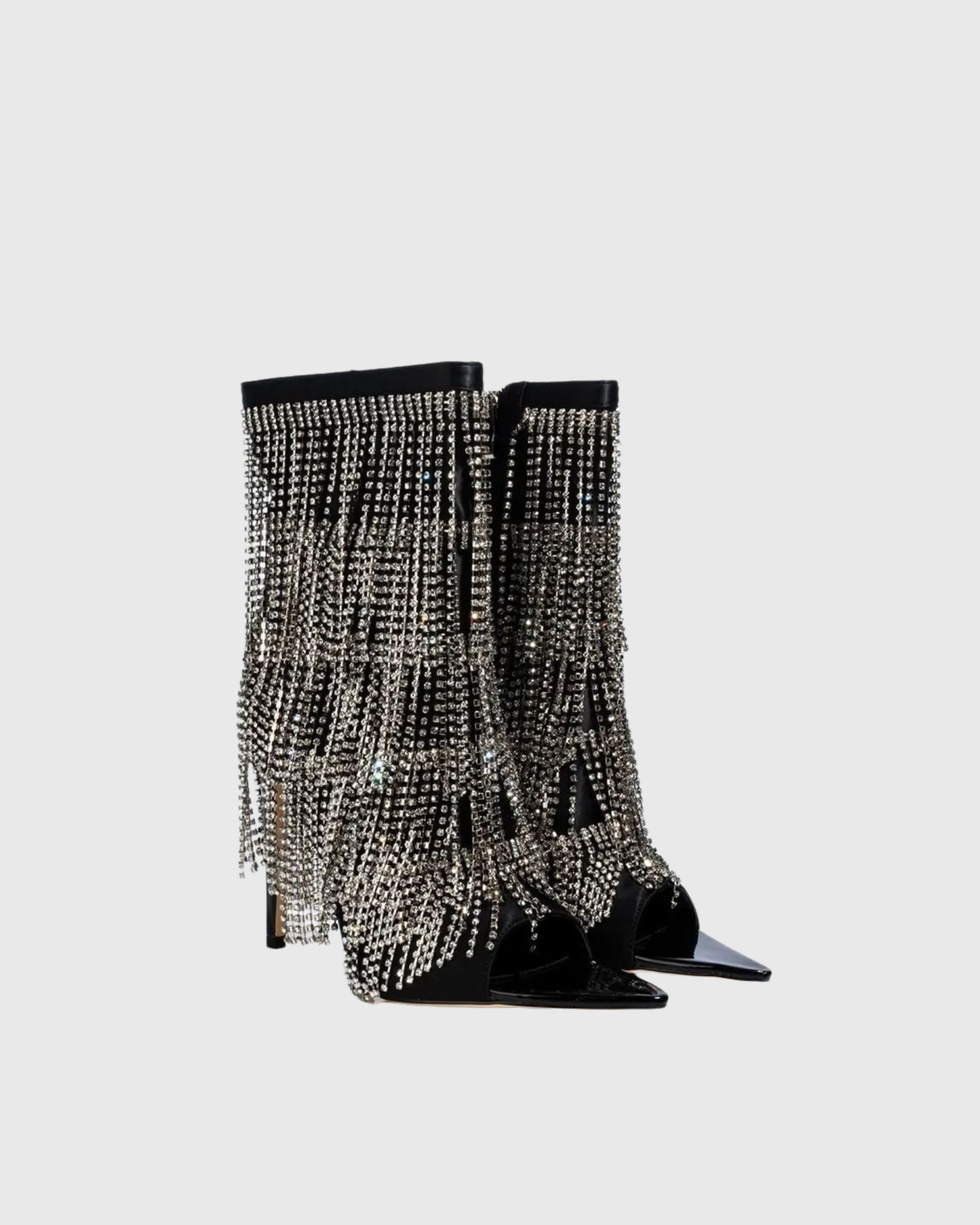 Navy Rhinestone Fringe Sandals