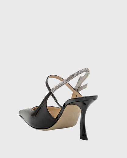 Nerina Patent Leather Rhinestone Slingback Pumps