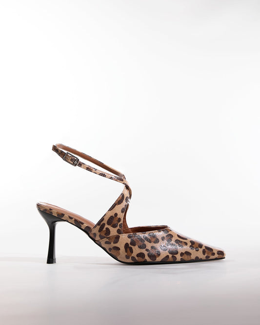 Nyla Leopard Print Cross Strap Pumps