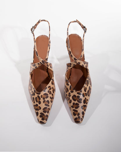 Nyla Leopard Print Cross Strap Pumps