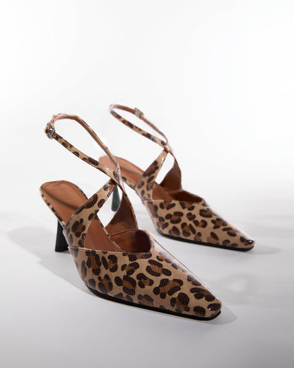 Nyla Leopard Print Cross Strap Pumps