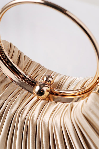 Elegant Evening Pleated Clutch Silk With Detachable Chain Handbag