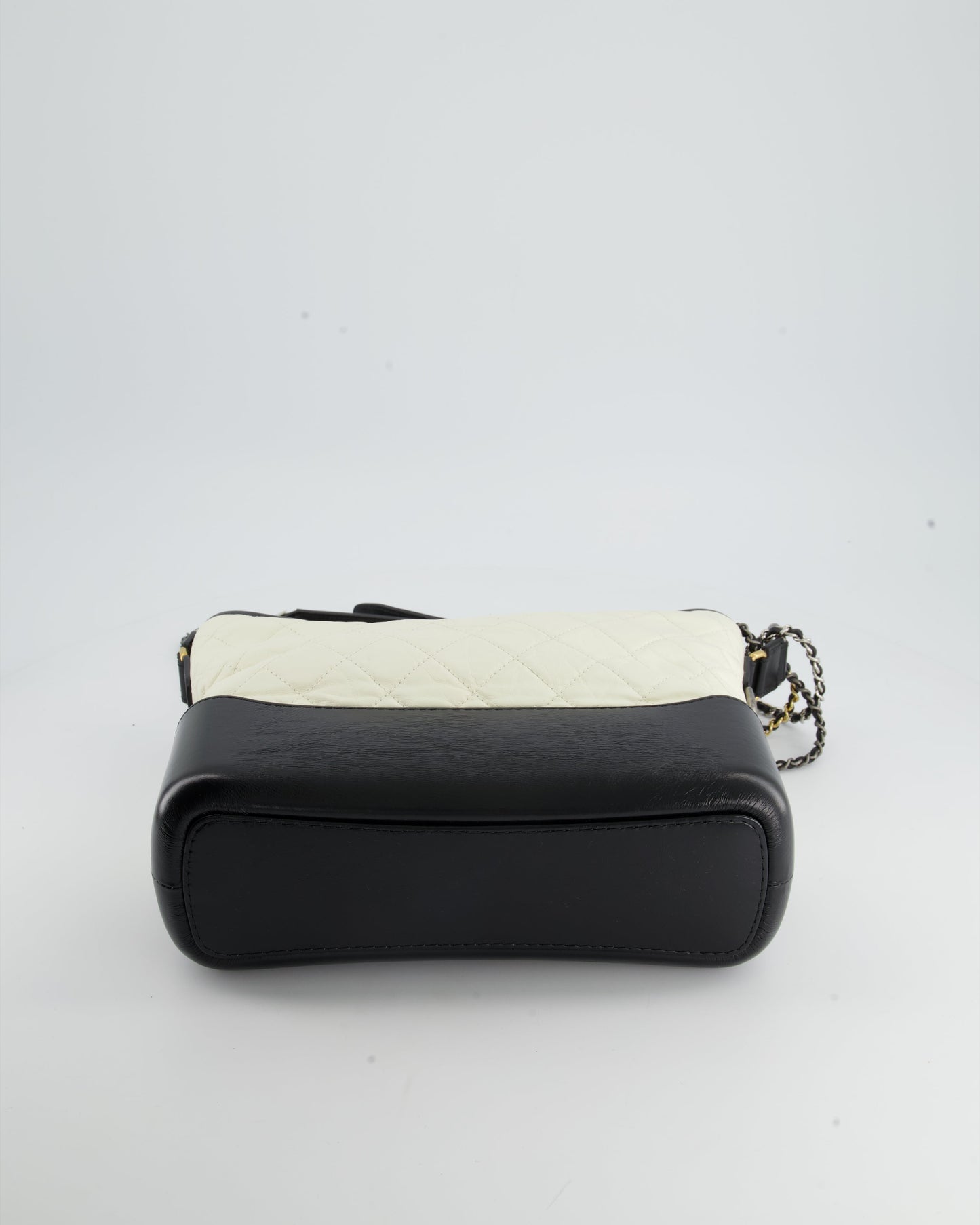 *FIRE PRICE* Chanel White and Black Medium Gabrielle Bag in Aged Calfskin Leather with Mixed Hardware