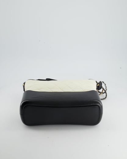 *FIRE PRICE* Chanel White and Black Medium Gabrielle Bag in Aged Calfskin Leather with Mixed Hardware