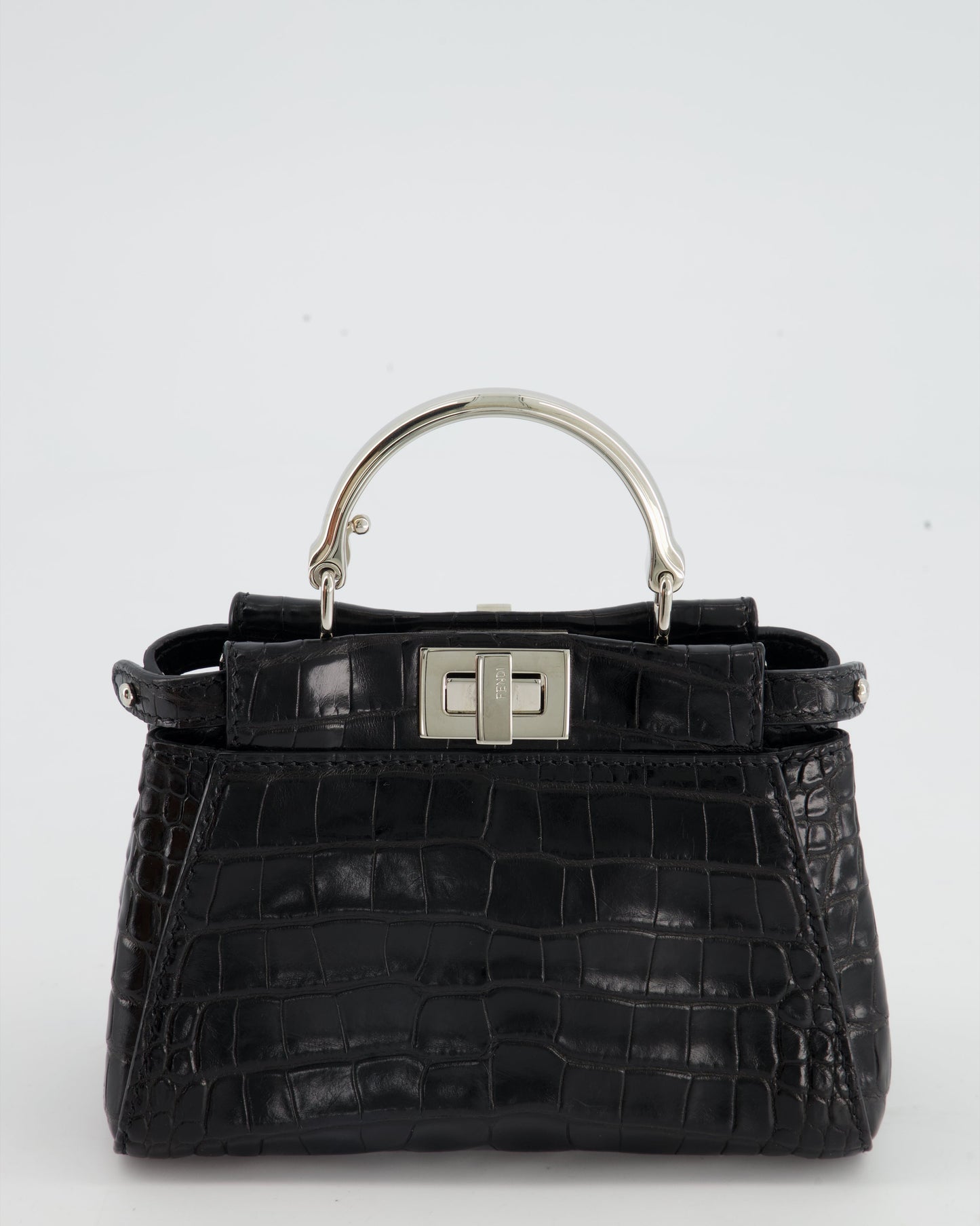 *FIRE PRICE* Fendi Black Exotic Micro Mini Peekaboo Bag with Silver Hardware
