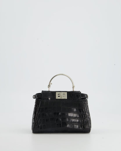 *FIRE PRICE* Fendi Black Exotic Micro Mini Peekaboo Bag with Silver Hardware