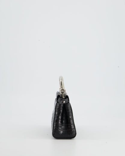 *FIRE PRICE* Fendi Black Exotic Micro Mini Peekaboo Bag with Silver Hardware