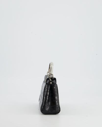 *FIRE PRICE* Fendi Black Exotic Micro Mini Peekaboo Bag with Silver Hardware