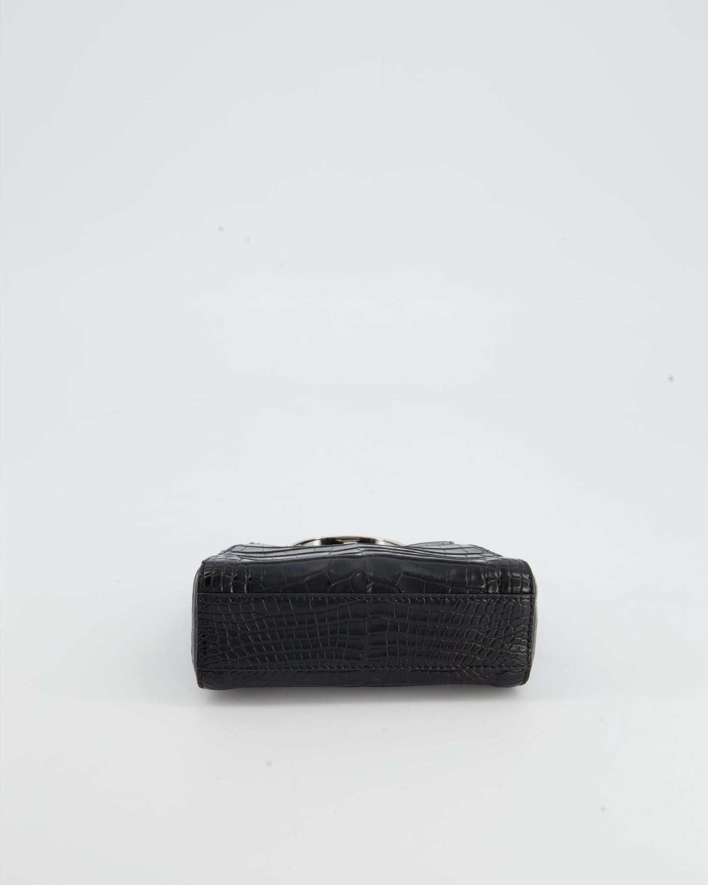 *FIRE PRICE* Fendi Black Exotic Micro Mini Peekaboo Bag with Silver Hardware