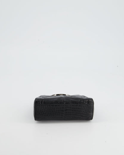 *FIRE PRICE* Fendi Black Exotic Micro Mini Peekaboo Bag with Silver Hardware