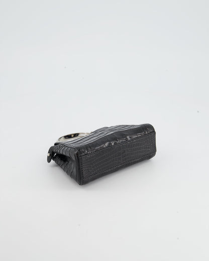 *FIRE PRICE* Fendi Black Exotic Micro Mini Peekaboo Bag with Silver Hardware