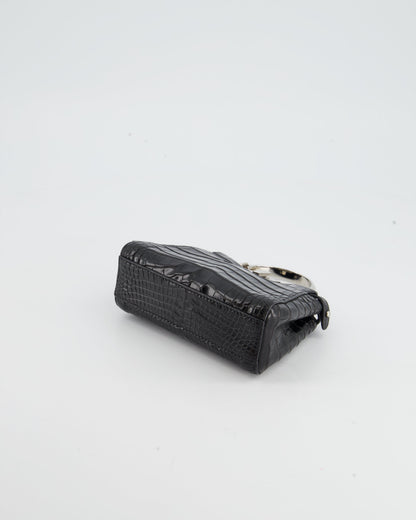 *FIRE PRICE* Fendi Black Exotic Micro Mini Peekaboo Bag with Silver Hardware