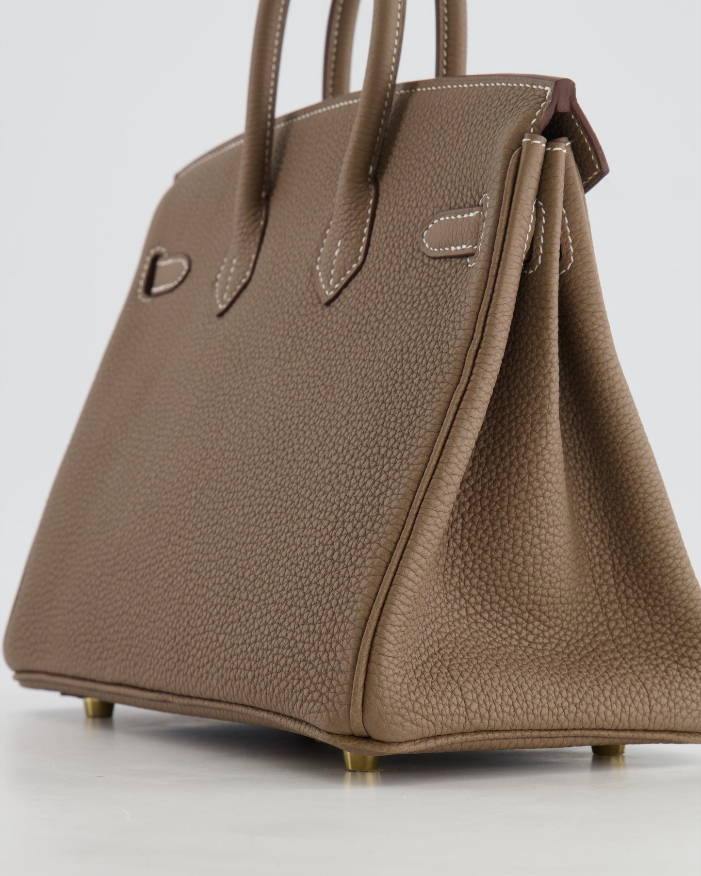 *RARE* Hermès Birkin 25cm Retourne Bag in Etoupe Togo Leather with Gold Hardware