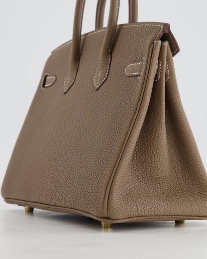 *RARE* Hermès Birkin 25cm Retourne Bag in Etoupe Togo Leather with Gold Hardware