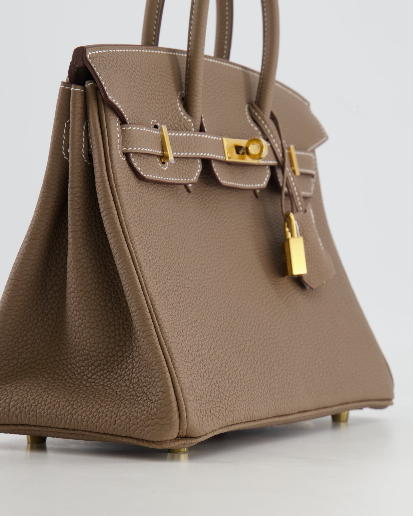 *RARE* Hermès Birkin 25cm Retourne Bag in Etoupe Togo Leather with Gold Hardware