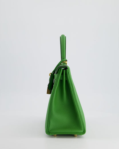 *RARE* Hermes Kelly Retourne Bag 25cm in Vert Yucca Togo Leather and Gold Hardware