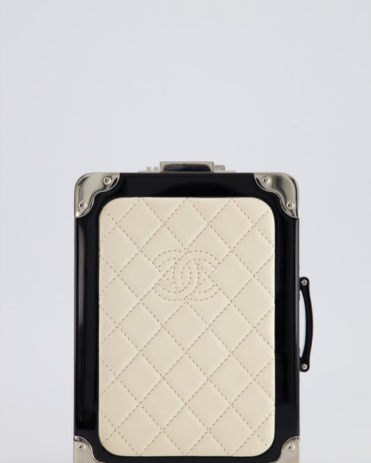 *RARE* Chanel 2016 Airlines Evening In The Air Trolley Minaudière Bag with Silver Hardware and Quilted Leather with CC Logo Detail