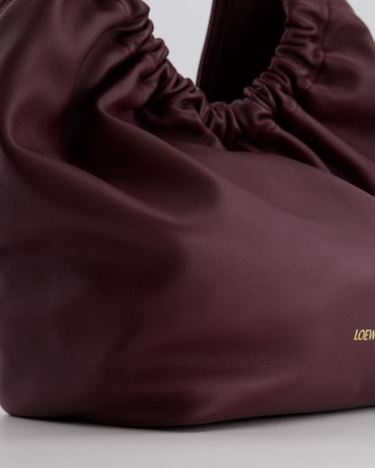 *HOT* Loewe Dark Burgundy Medium Squeeze Bag in Nappa Lambskin Leather and Gold Hardware RRP £3,650