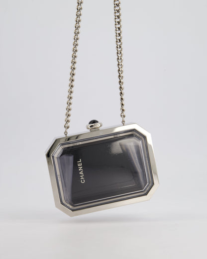 *Limited Edition* Chanel Silver, Black Minaudiere Plexiglass Clutch Bag