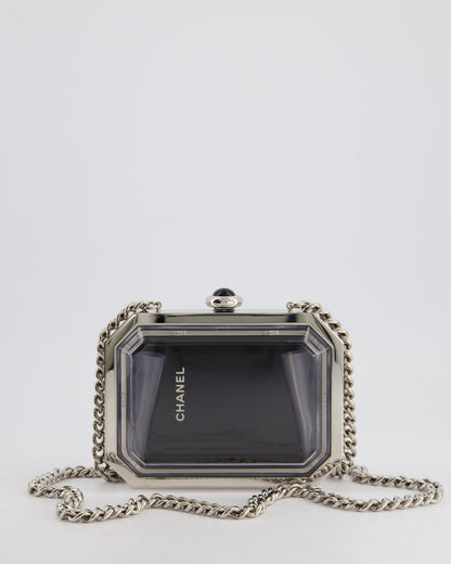 *Limited Edition* Chanel Silver, Black Minaudiere Plexiglass Clutch Bag
