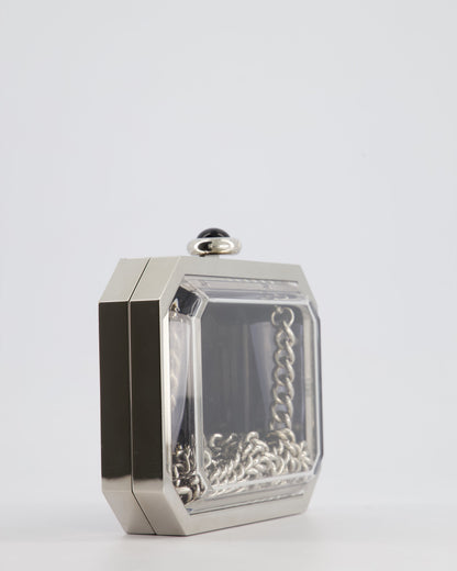 *Limited Edition* Chanel Silver, Black Minaudiere Plexiglass Clutch Bag