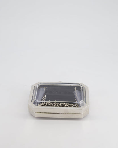 *Limited Edition* Chanel Silver, Black Minaudiere Plexiglass Clutch Bag