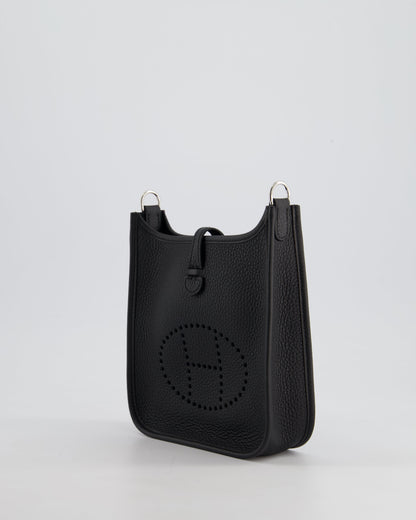 *HOT* Hermès Mini Evelyne 16 Bag in Noir Clemence Leather with Palladium Hardware